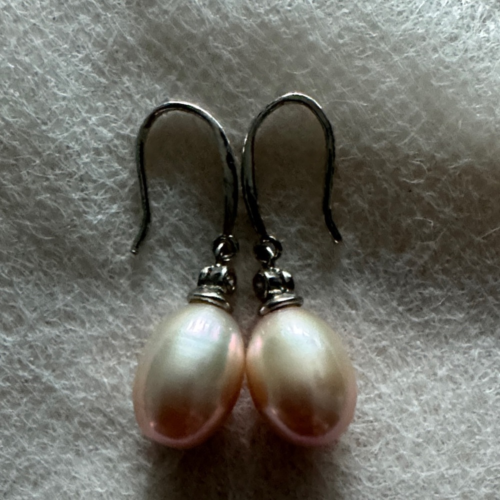 Elegant freshwater Pearl Drop 925 SS Earrings